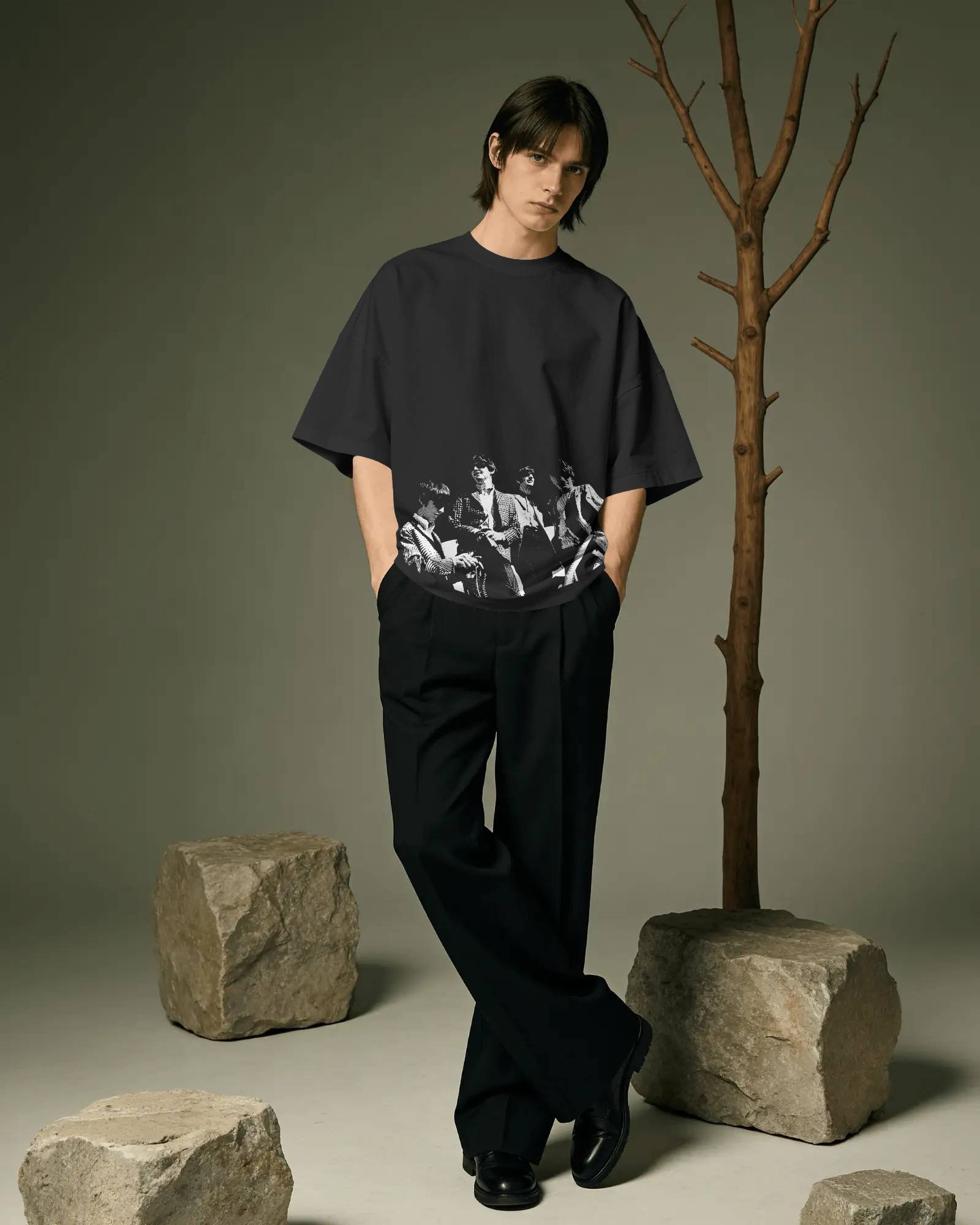 Unisex BACK TO CLASSICS  Beatles music band inspired oversized graphic t-shirt in 240 GSM French Terry cotton