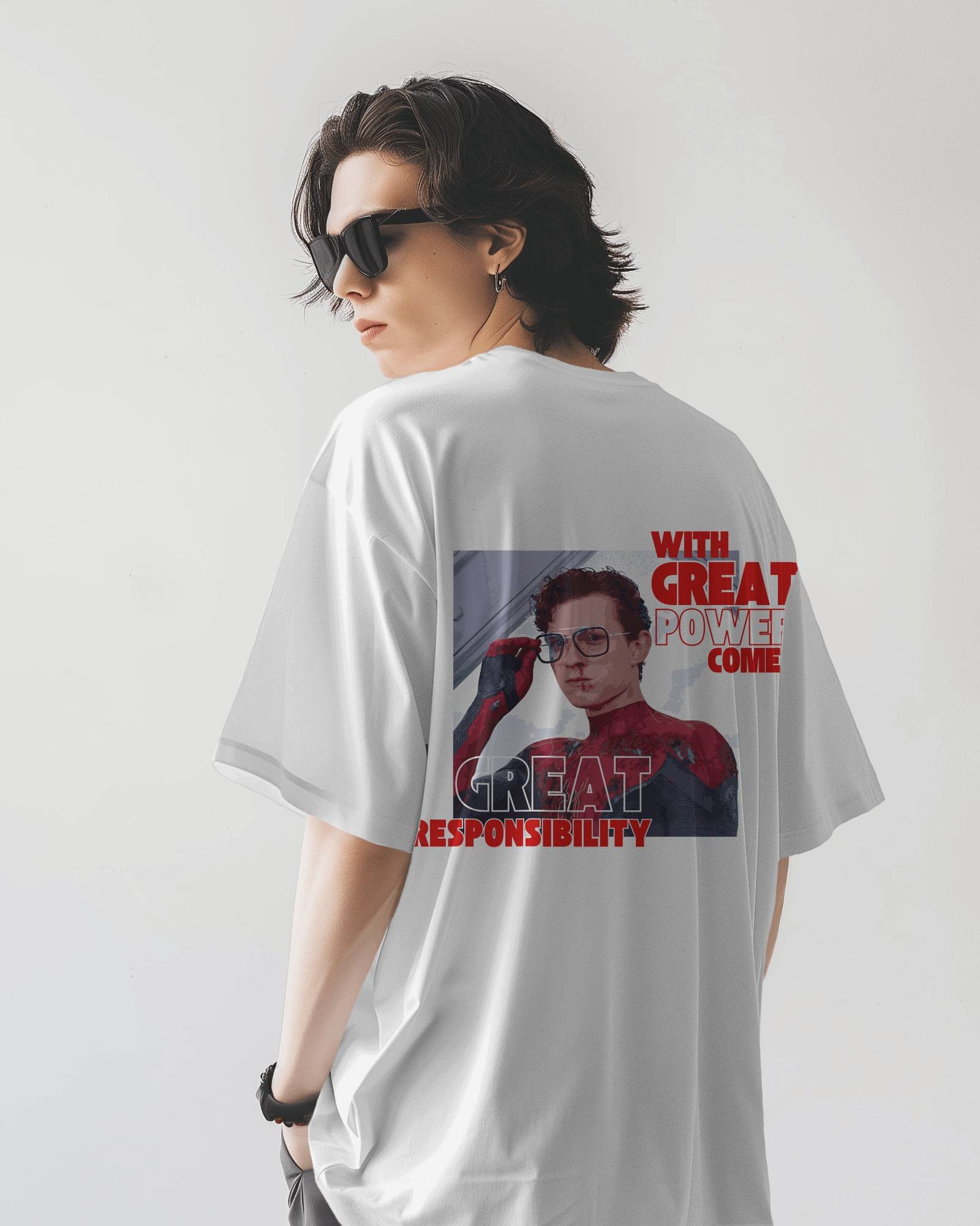Unisex BRAND NEW DAY spider man marvel movie inspired oversized graphic t-shirt in 240 GSM French Terry cotton