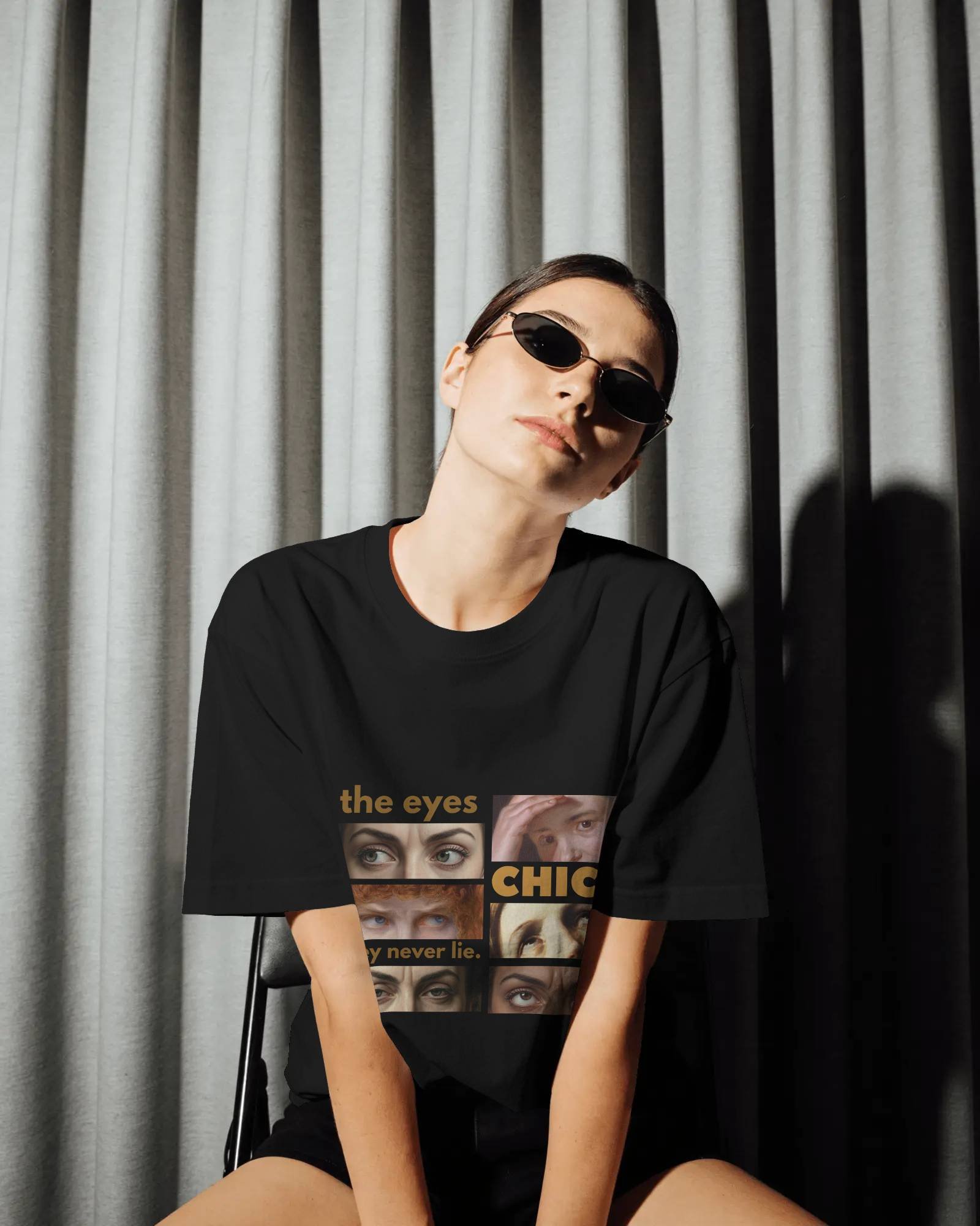 Unisex CHRONIC SIDE EYE oversized graphic t-shirt in 240 GSM French Terry cotton